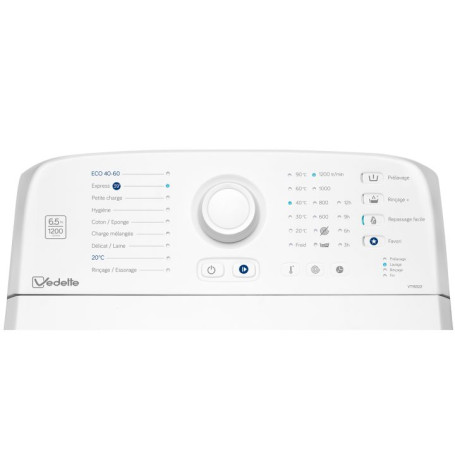 Lave linge top VEDETTE VT16522 6,5kg 1200 tours/minutes