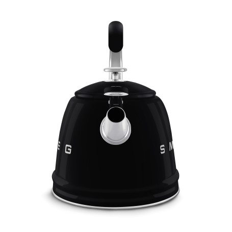Bouilloire sifflante SMEG Noir WKF01BL - vue face au bec verseur ouvert