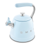 Bouilloire sifflante SMEG Bleu azur WKF01PB vue plongée bec verseur ouvert