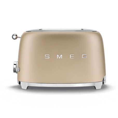 Toaster SMEG TSF01CHMEU champagne mat – vue de face, design rétro années 50