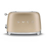 Toaster SMEG TSF01CHMEU champagne mat – vue de face, design rétro années 50