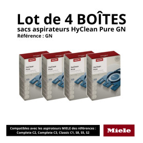 Lot de 4 boîtes de Sacs aspirateurs HyClean Pure GN - pour aspirateur MIELE