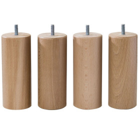 Pieds cylindriques J4 bois massif lot de 4 universel sommier