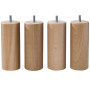 Pieds cylindriques J4 bois massif lot de 4 universel sommier