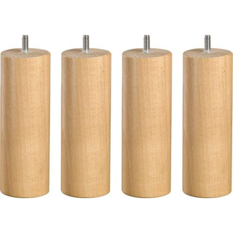 Pieds cylindriques Merinos bois hêtre massif lot de 4 fabrication française